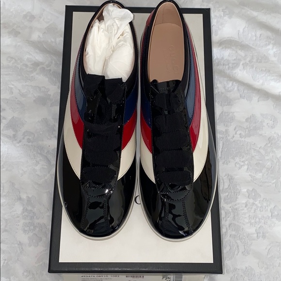 Gucci Men’s Patent Leather Falacer Sneakers - Picture 2 of 6